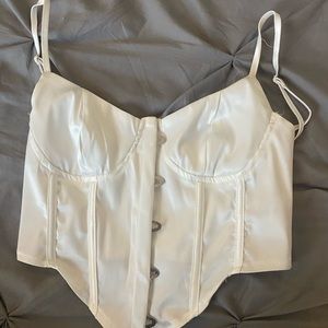 white corset top satin